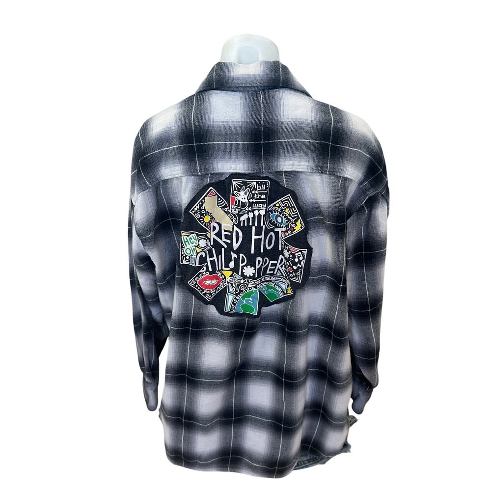 Red Hot Chili Peppers Plaid Flannel Shirt SMALL Concert Tour 90s Oversize Unique